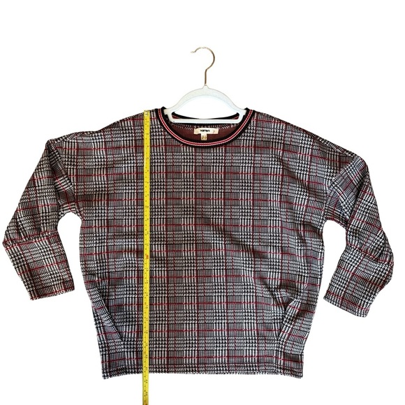 Koton Women's Plaid Crew Neck Sweater - Black, Red, and White 3/4 Sleeves Size S - Picture 5 of 11